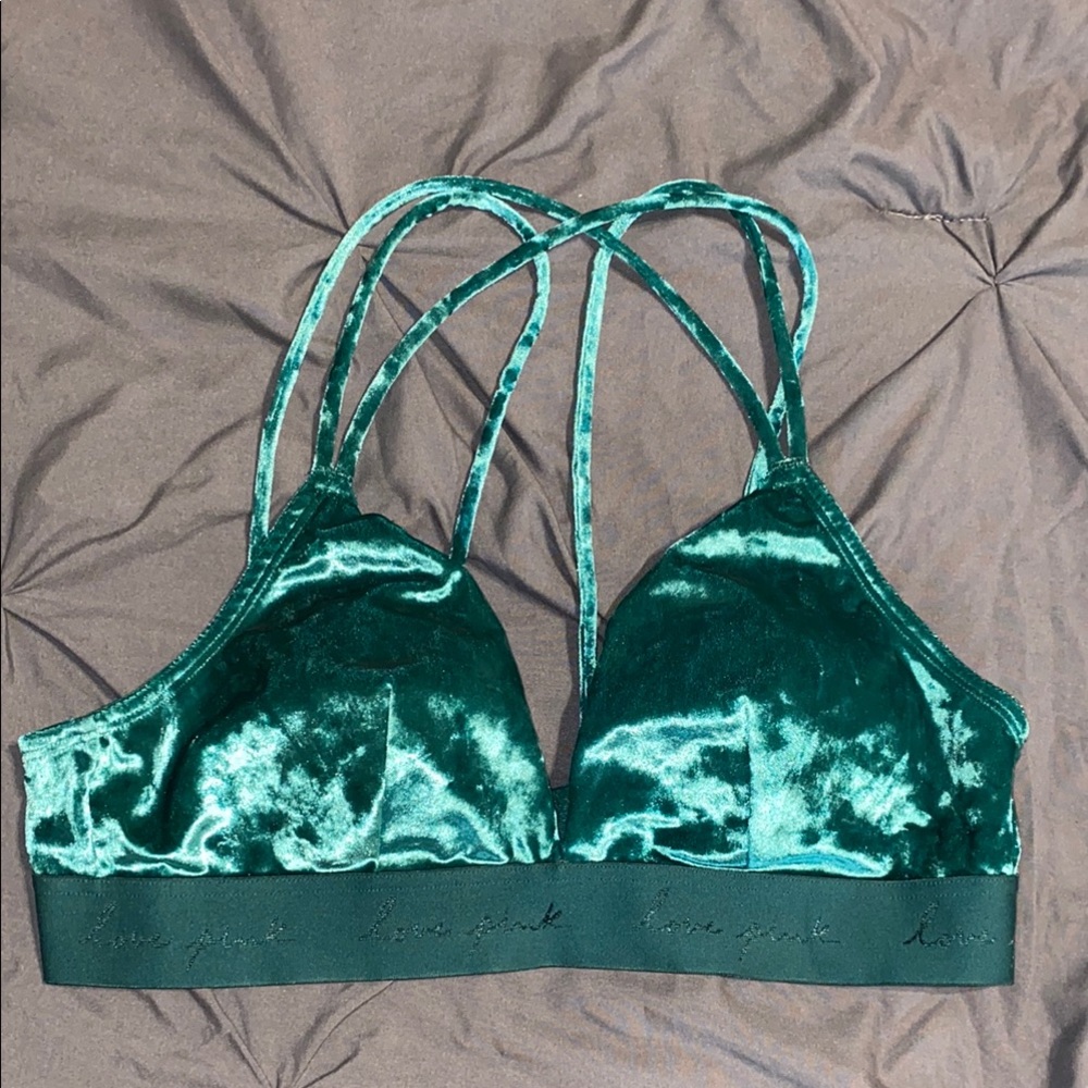 Pink Green Velvet Bralette